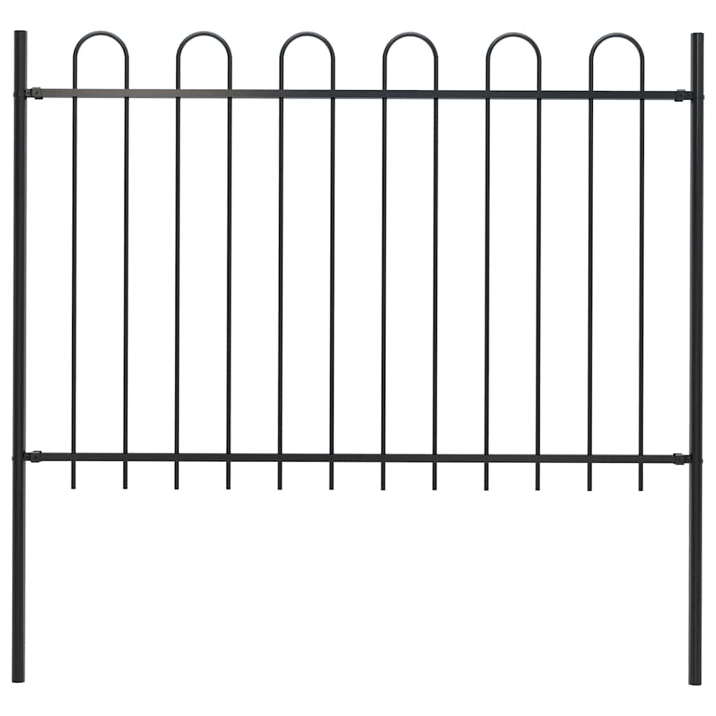 vidaXL Gartenzaun BOXTEL mit Bügelaufsatz Stahl 170 x 120 cm Schwarz