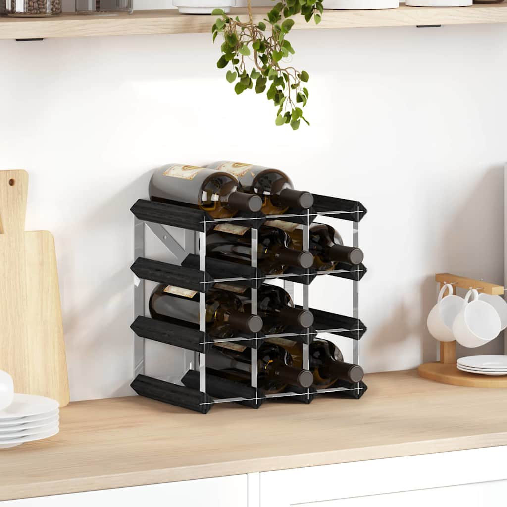 vidaXL Weinregal für 12 Flaschen Schwarz Massivholz Kiefer