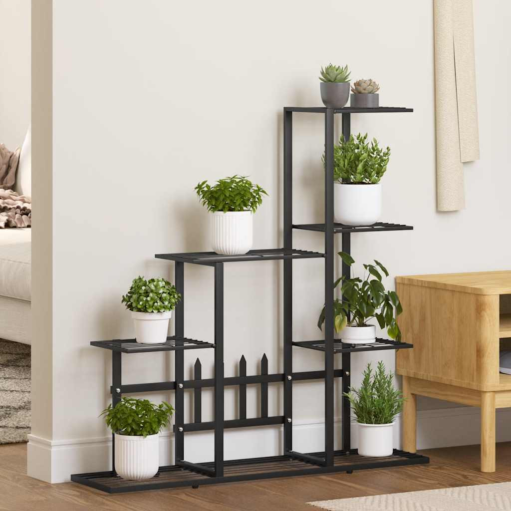 vidaXL Blumenständer 94,5x25x88 cm Schwarz Metall