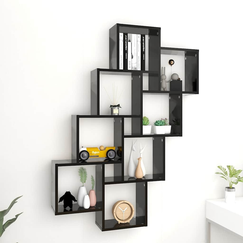 vidaXL Würfelregal Schwarz 90x15x119 cm Holzwerkstoff