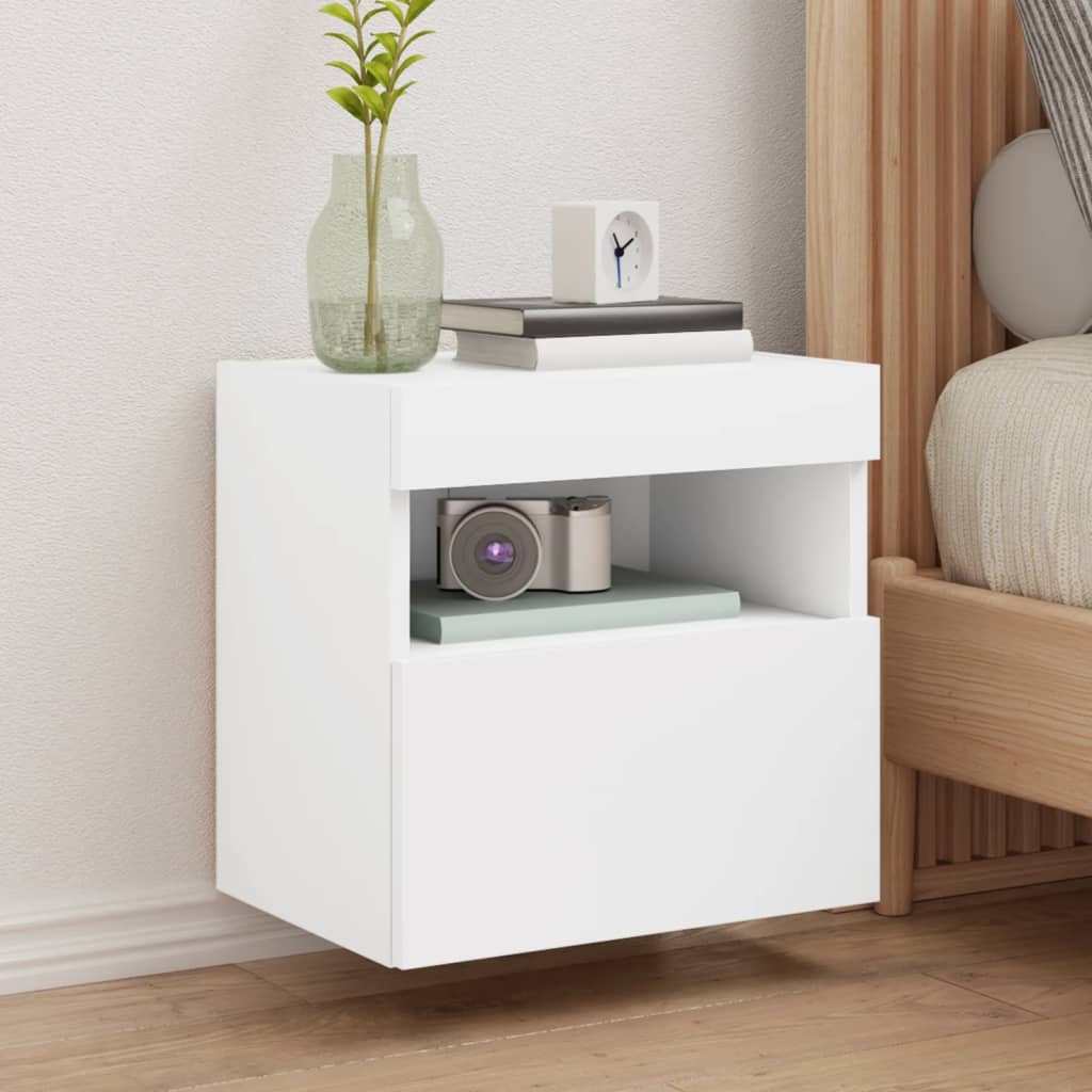 vidaXL TV-Wandschränke mit LED-Leuchten 2 Stk. Weiß 40x30x40 cm