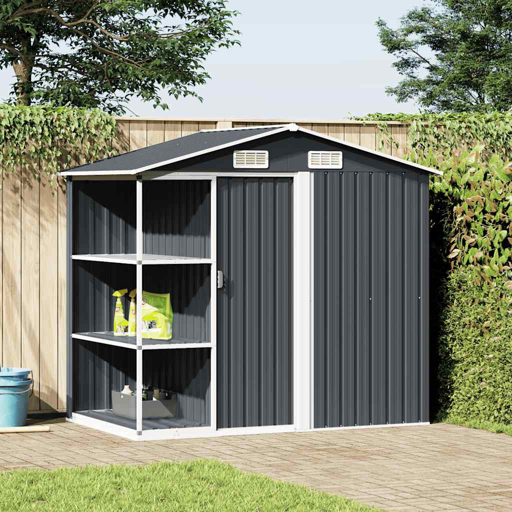 vidaXL Gartenhaus mit Regal Anthrazit 205x130x183 cm Eisen