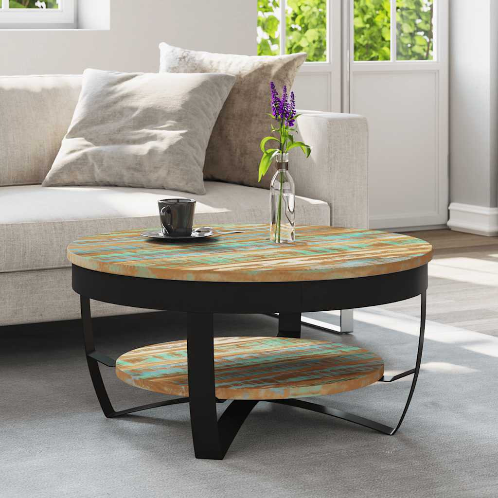 vidaXL Couchtisch mit Ablage Altholz Massiv 65x32 cm
