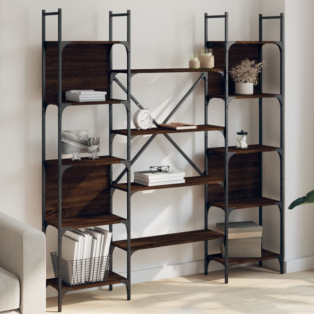 vidaXL Bücherregal Braun Eichen-Optik 155,5x24x166,5 cm Holzwerkstoff