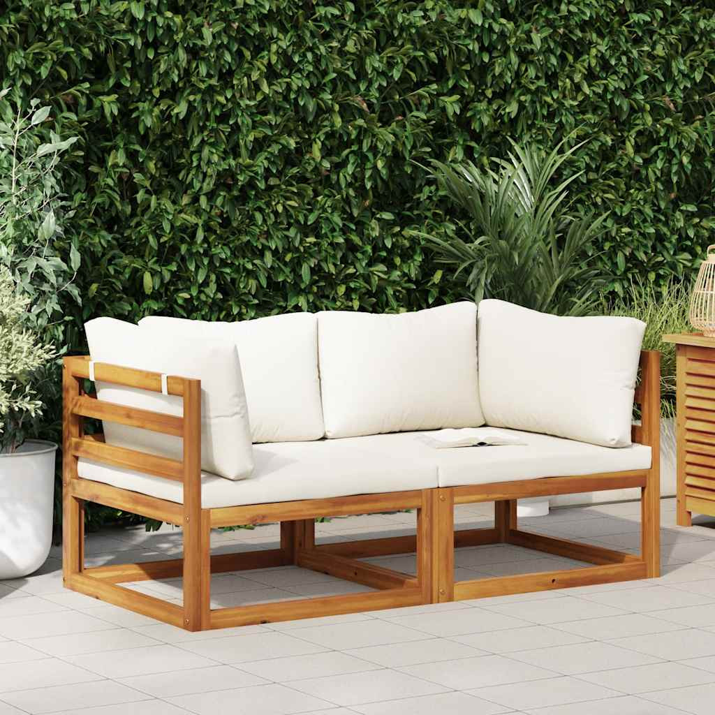 vidaXL Modulare Ecksofas 2 Stk. mit Auflagen Cremeweiß