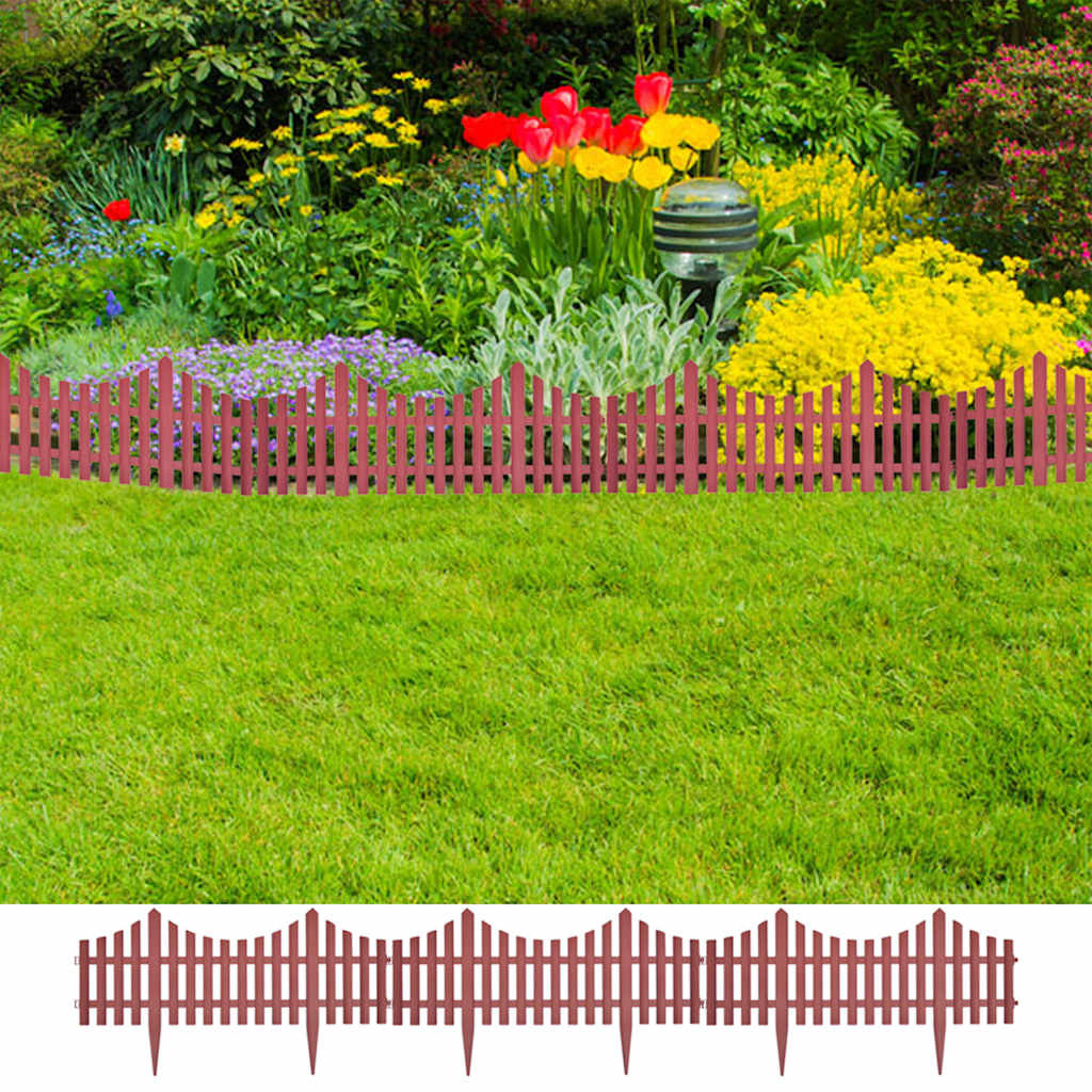 vidaXL Rasenkanten 17 Stk. Braun 10 m PP
