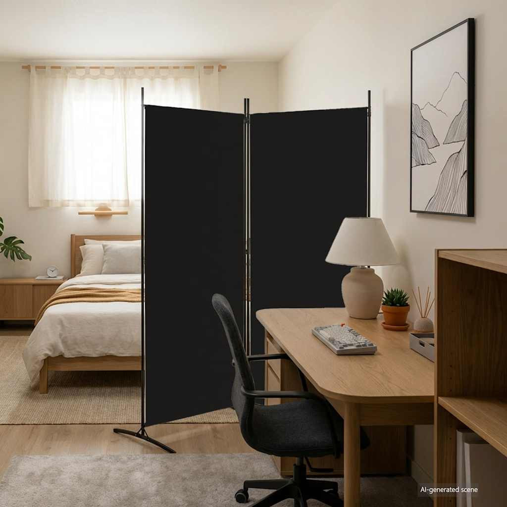vidaXL 2-tlg. Paravent Schwarz 175x180 cm Stoff