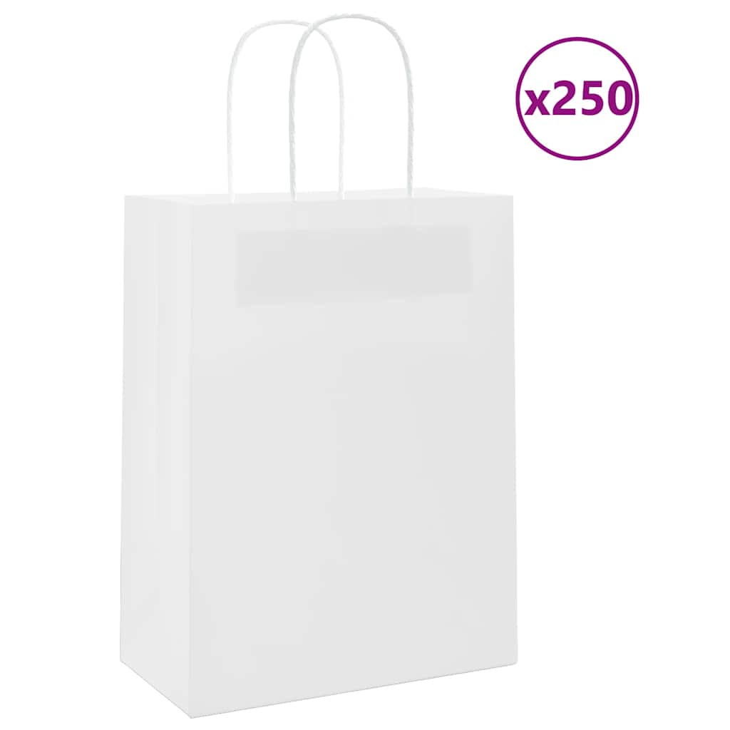 vidaXL Papiertragetaschen 250 Stk. mit Henkeln Weiß 21x11x28 cm