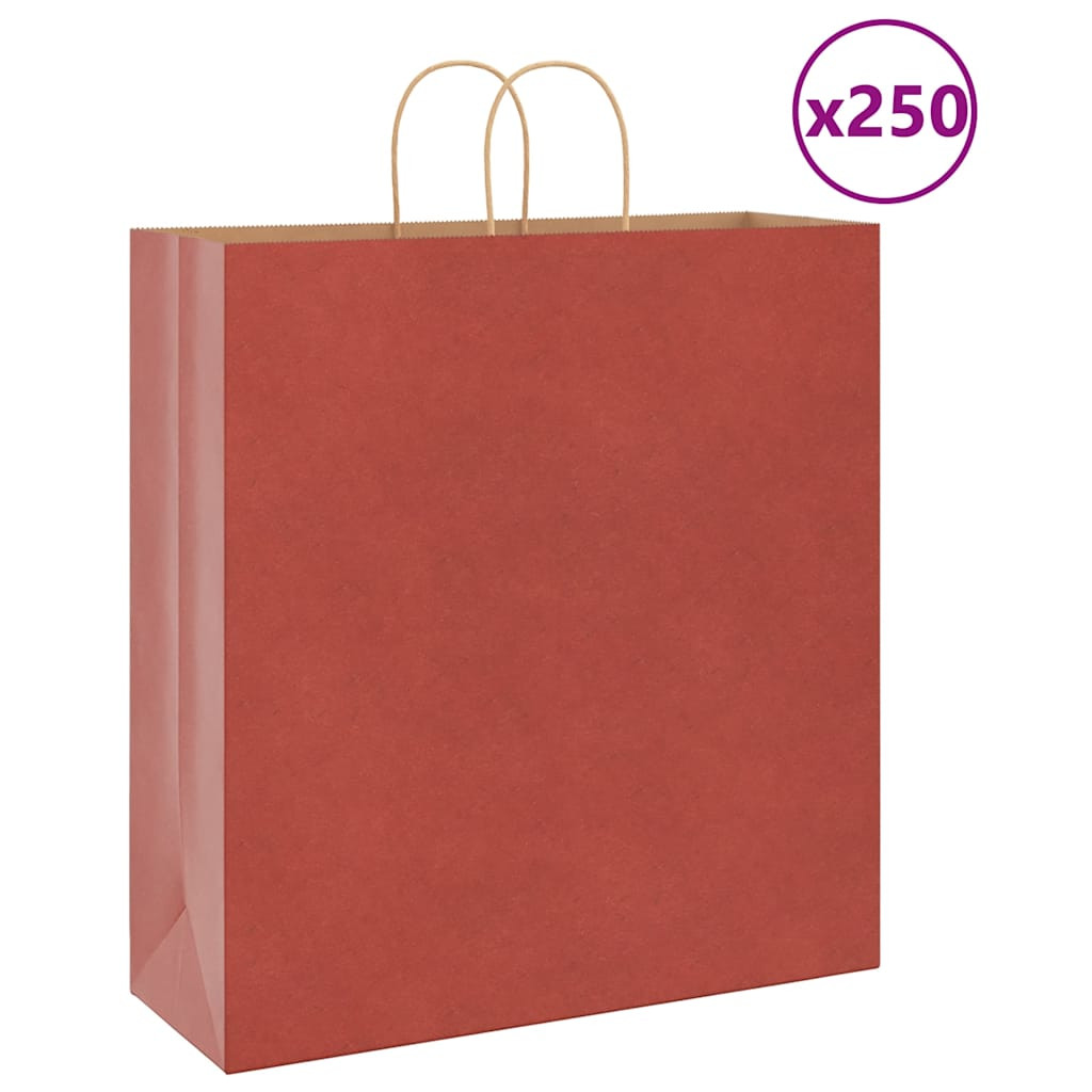 vidaXL Papiertragetaschen 250 Stk. mit Henkeln Rot 45x17x48 cm
