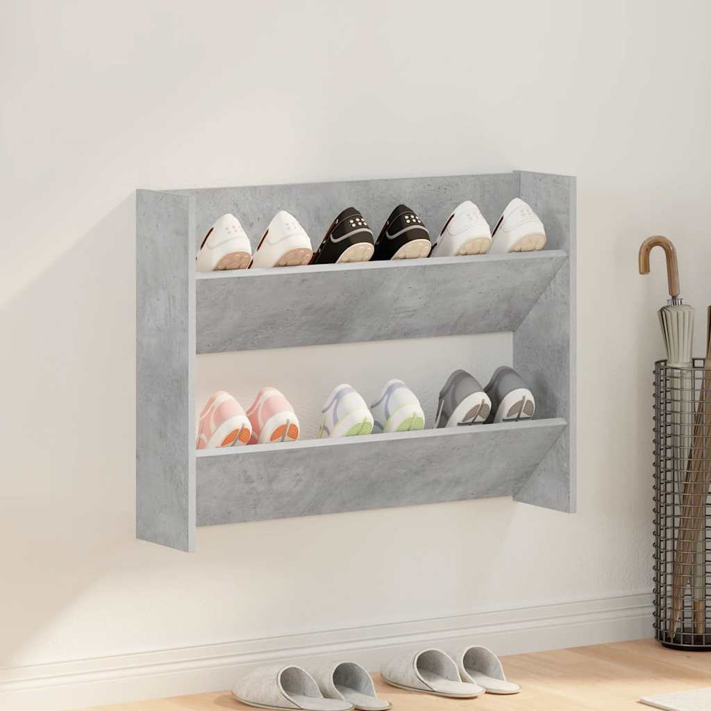vidaXL Wand-Schuhschrank Betongrau 80x18x60 cm Holzwerkstoff