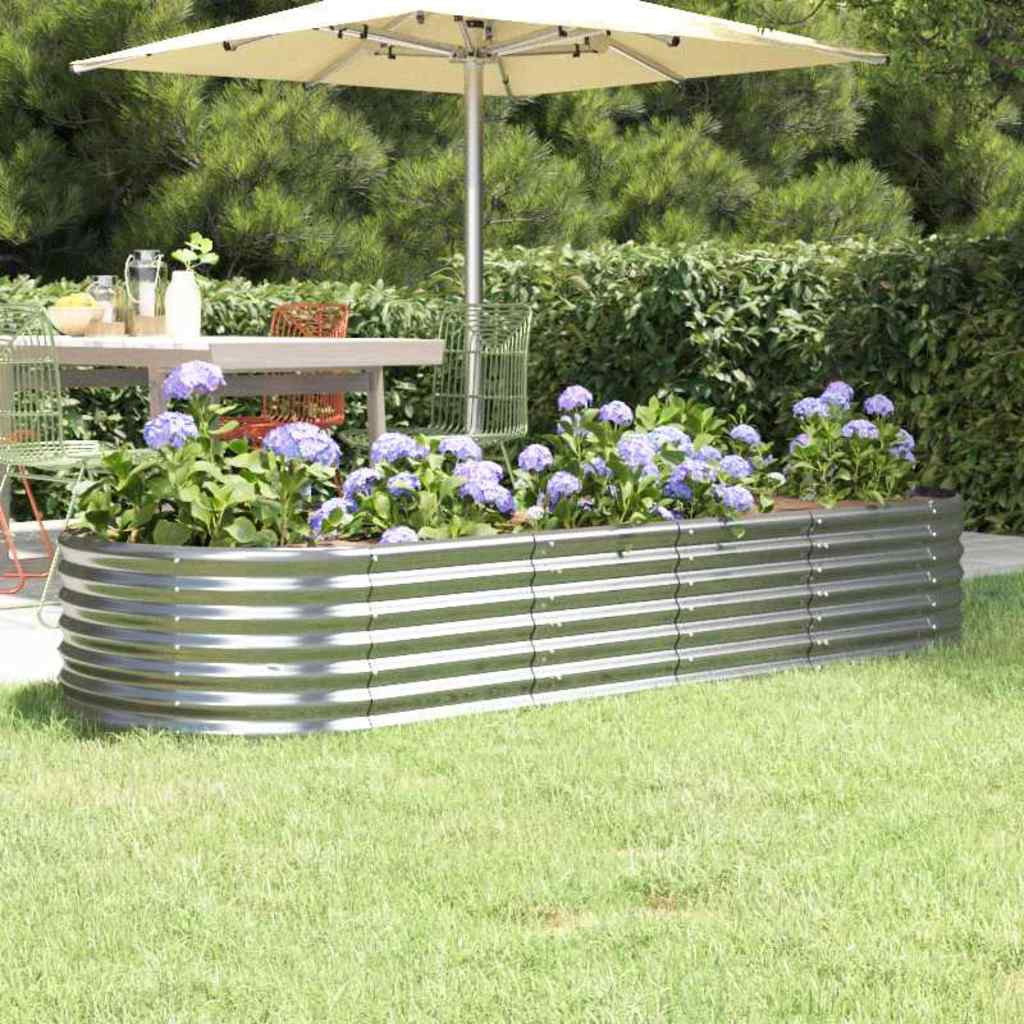vidaXL Hochbeet Verzinkter Stahl 224x80x36 cm Silbern
