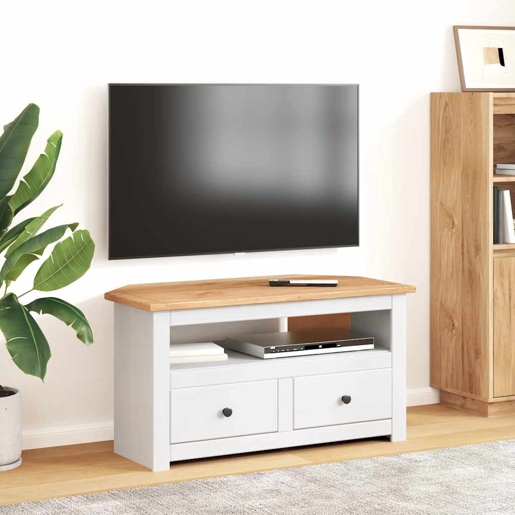 vidaXL TV-Eckschrank Weiß 93 x 49 x 49 cm Massivholz Panama-Kiefer