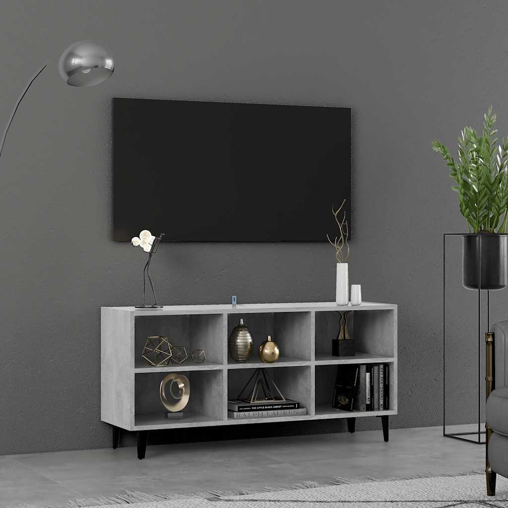 vidaXL TV-Schrank mit Metallbeinen Betongrau 103,5x30x50 cm