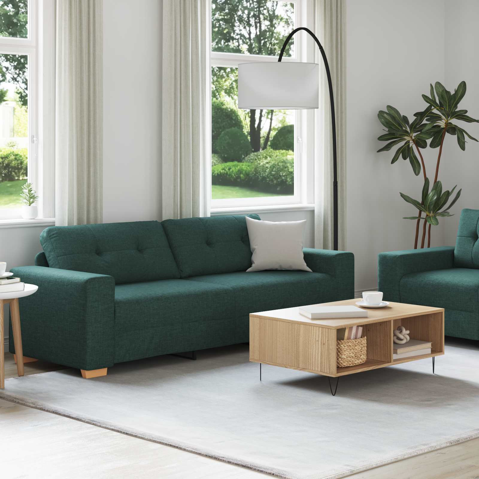 vidaXL Sofa 2 pcs Grün 221 x 80 x 80 cm Stoff