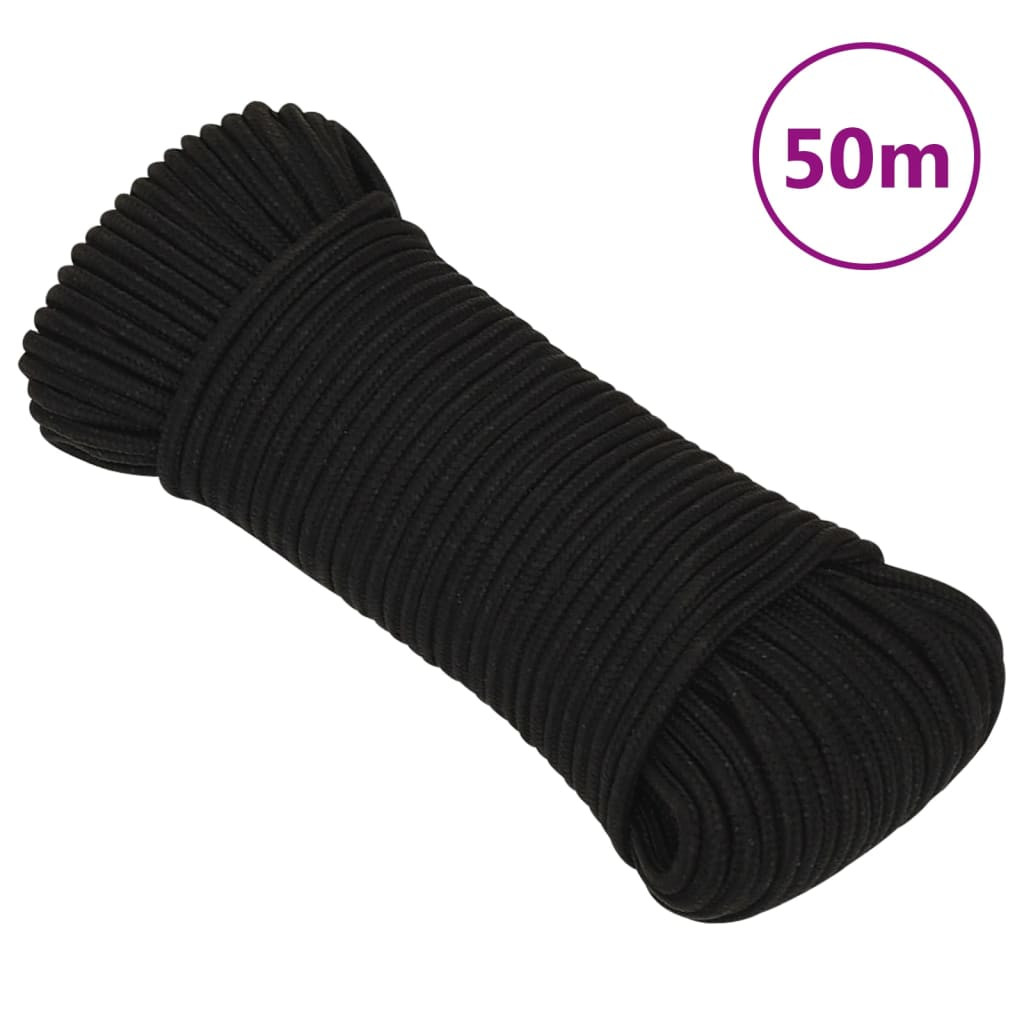 vidaXL Arbeitsseil Schwarz 3 mm 50 m Polyester