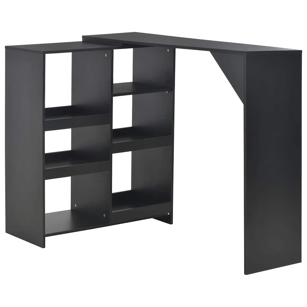 vidaXL Bartisch mit Beweglichem Regal Schwarz 138x39x110 cm
