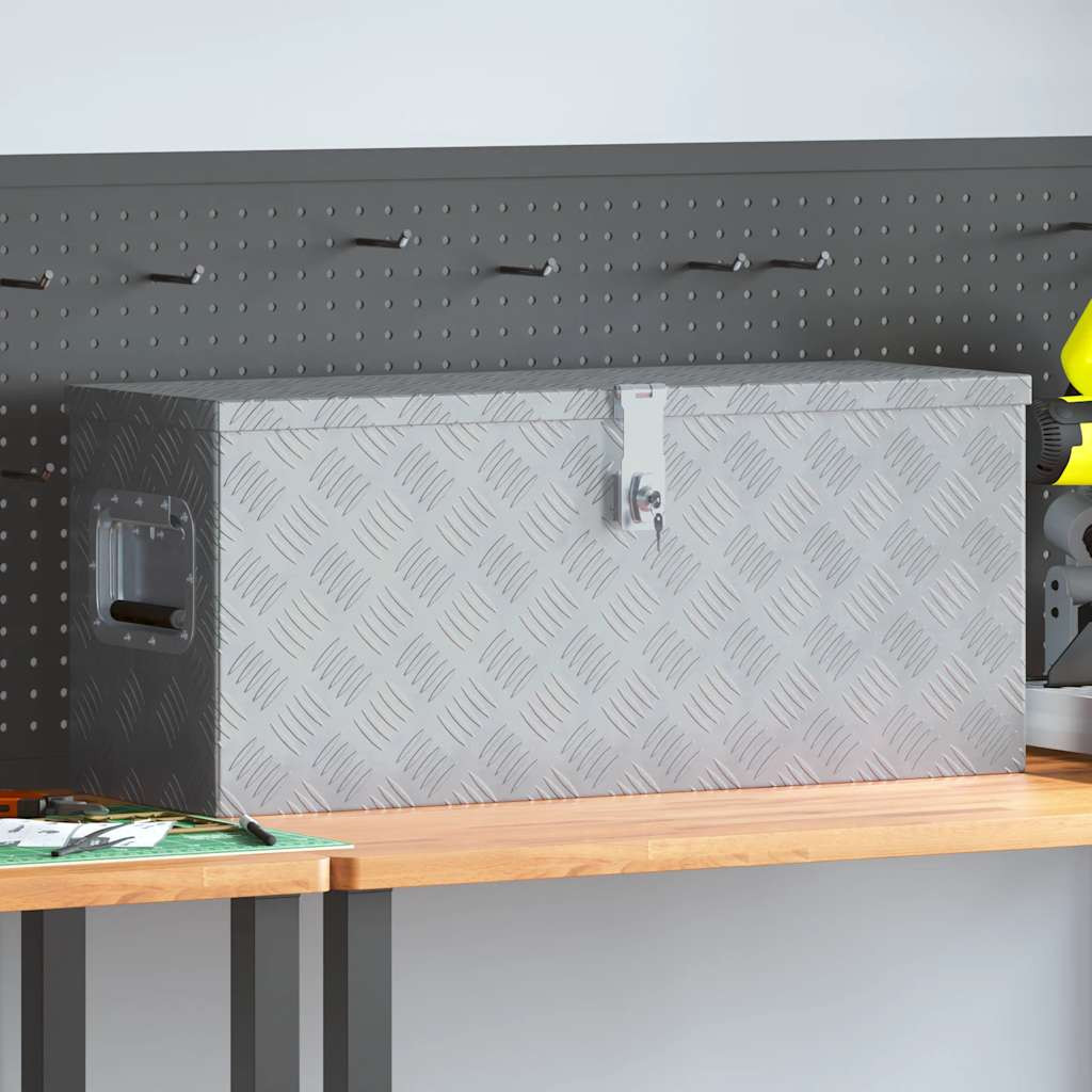 vidaXL Aluminiumkiste 76,5×26,5×33 cm Silbern