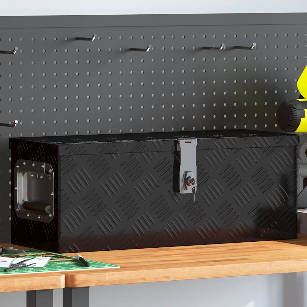 vidaXL Aufbewahrungsbox Schwarz 60x23,5x23 cm Aluminium