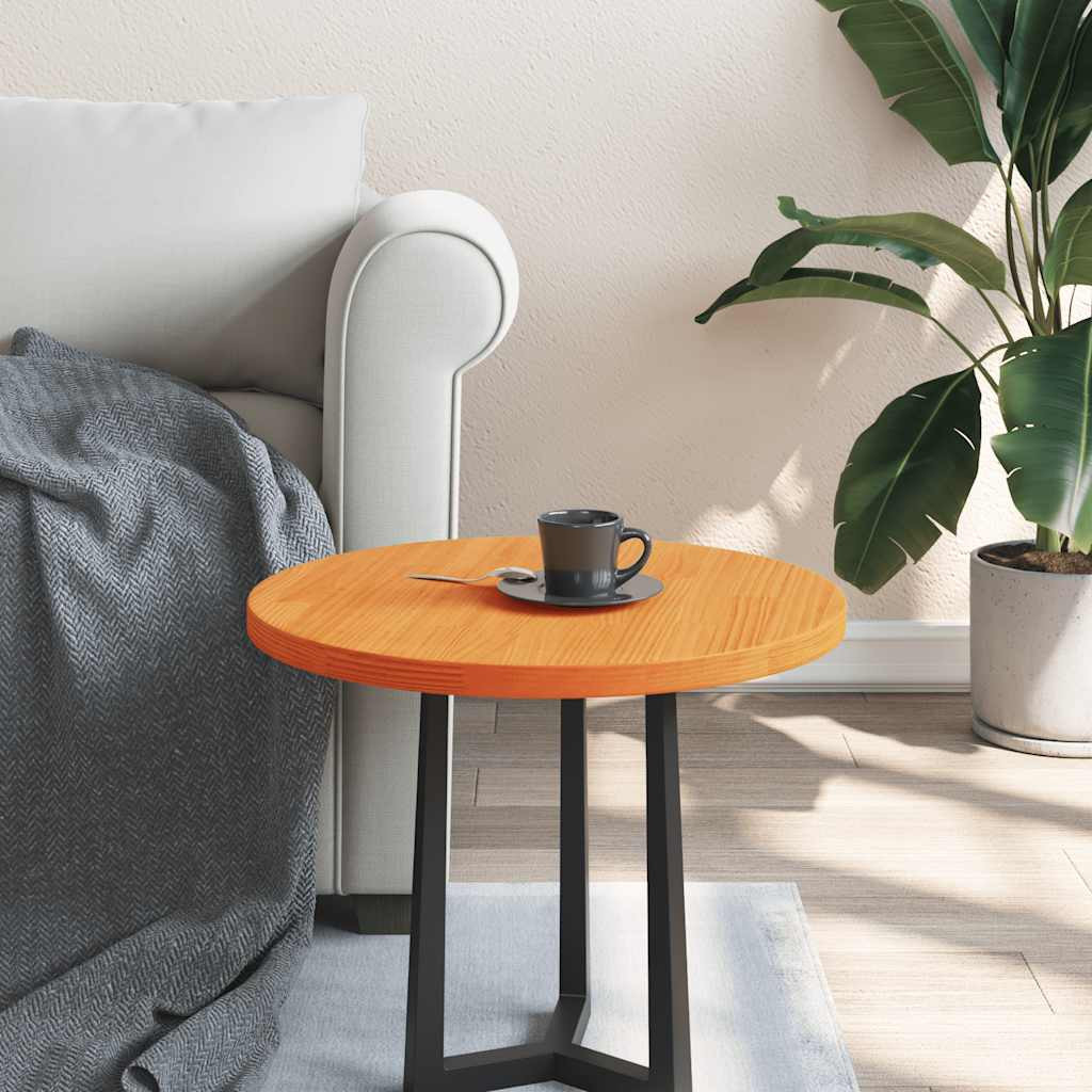 vidaXL Tischplatte Rund Wachsbraun Ø50x2,5 cm Massivholz Kiefer