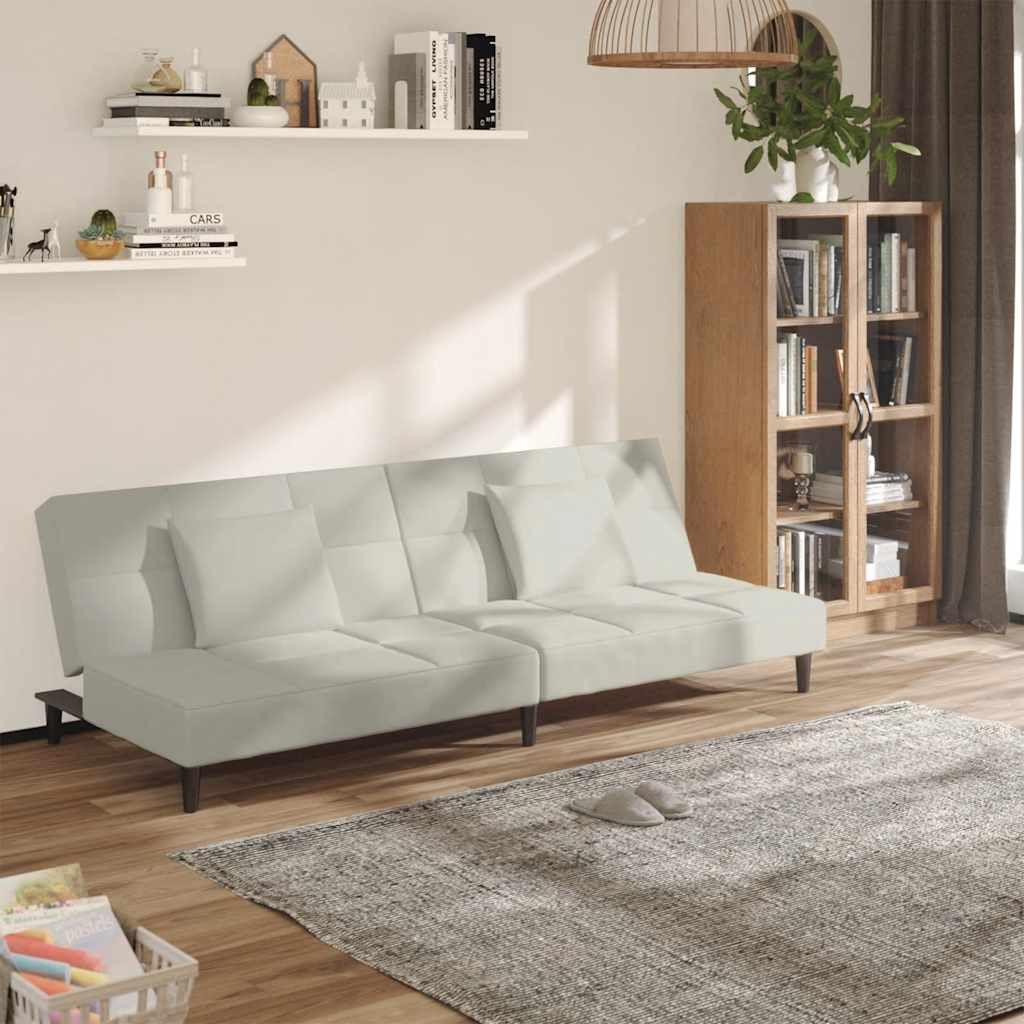 vidaXL Schlafsofa 2-Sitzer mit 2 Kissen Creme Samt