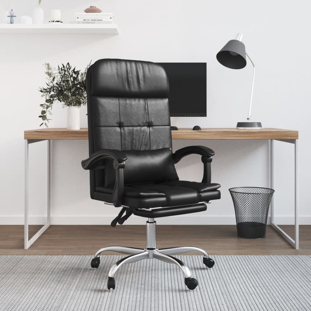 vidaXL Massage-Bürostuhl mit Liegefunktion Schwarz Kunstleder