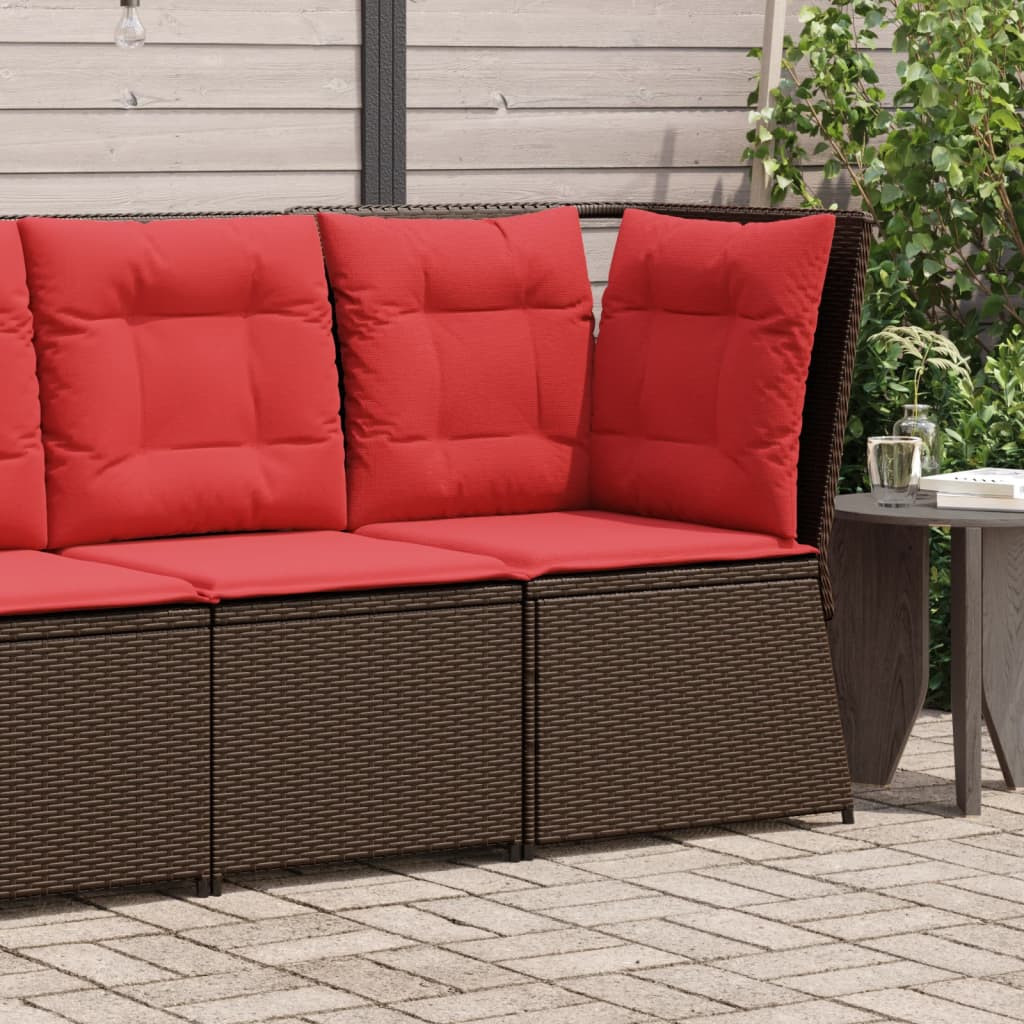 vidaXL Garten-Ecksofa mit Kissen Braun Polyrattan