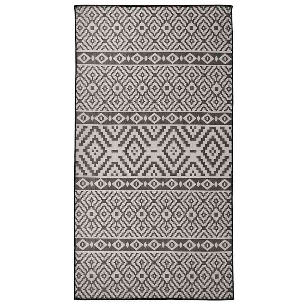 vidaXL Outdoor-Teppich Flachgewebe 80x150 cm Schwarz Gestreift