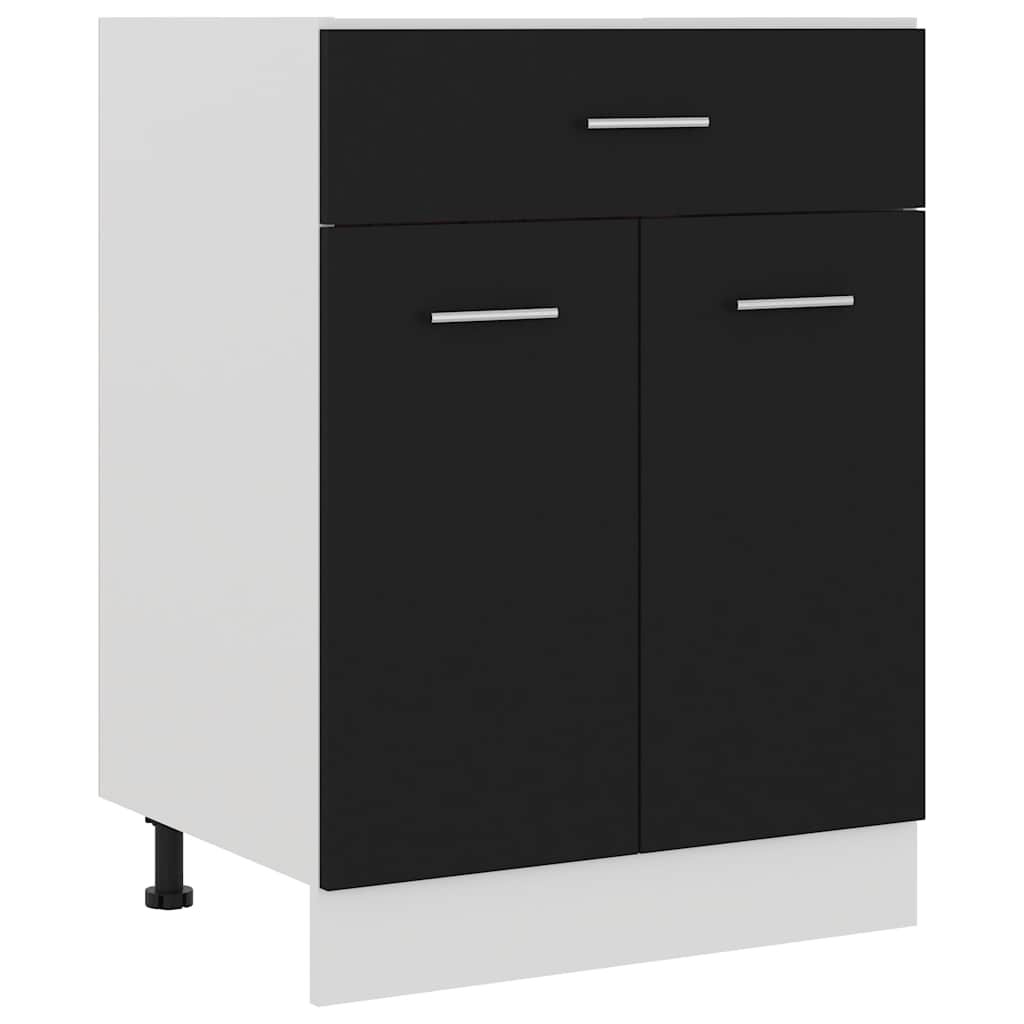 vidaXL Schubunterschrank Lyon Schwarz 60x46x81,5 cm Holzwerkstoff