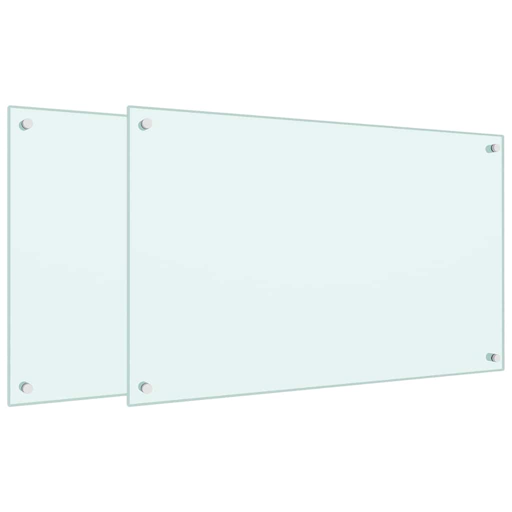 vidaXL Küchenrückwände 2 Stk. Weiß 80x50 cm Hartglas